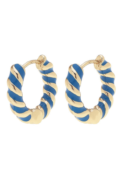 Amber Twisted Enamel Huggie Hoop Earrings