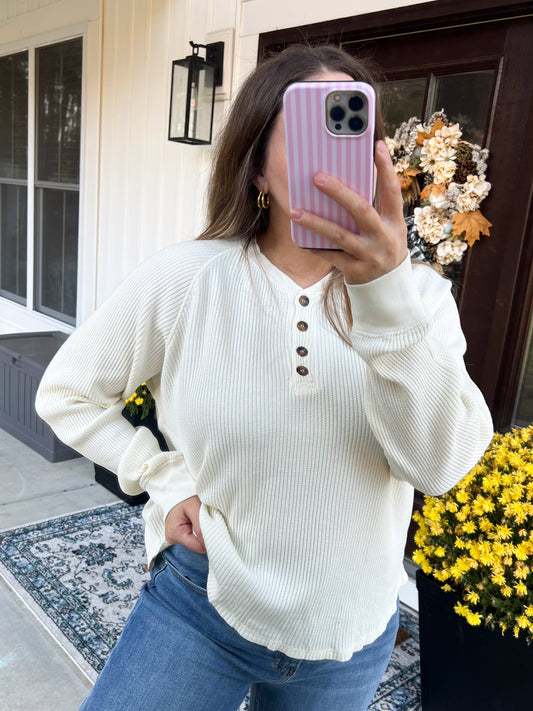 The Nora Thermal Henley - Cream