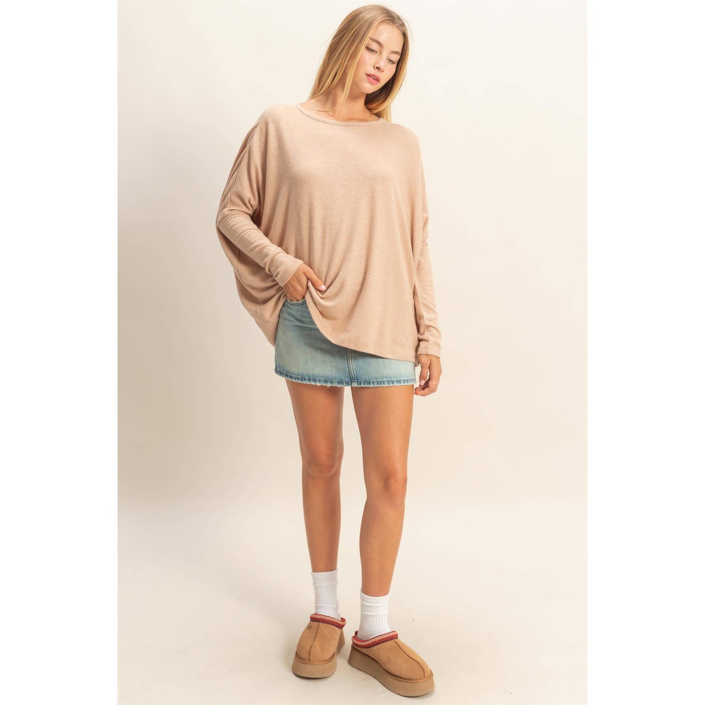 Relaxed Fit Dolman Long Sleeve Top