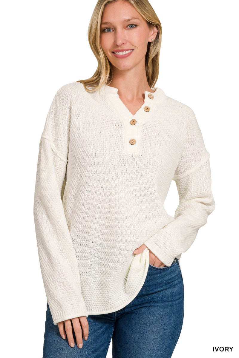 Door Buster! Everyday Basic Henley Sweater