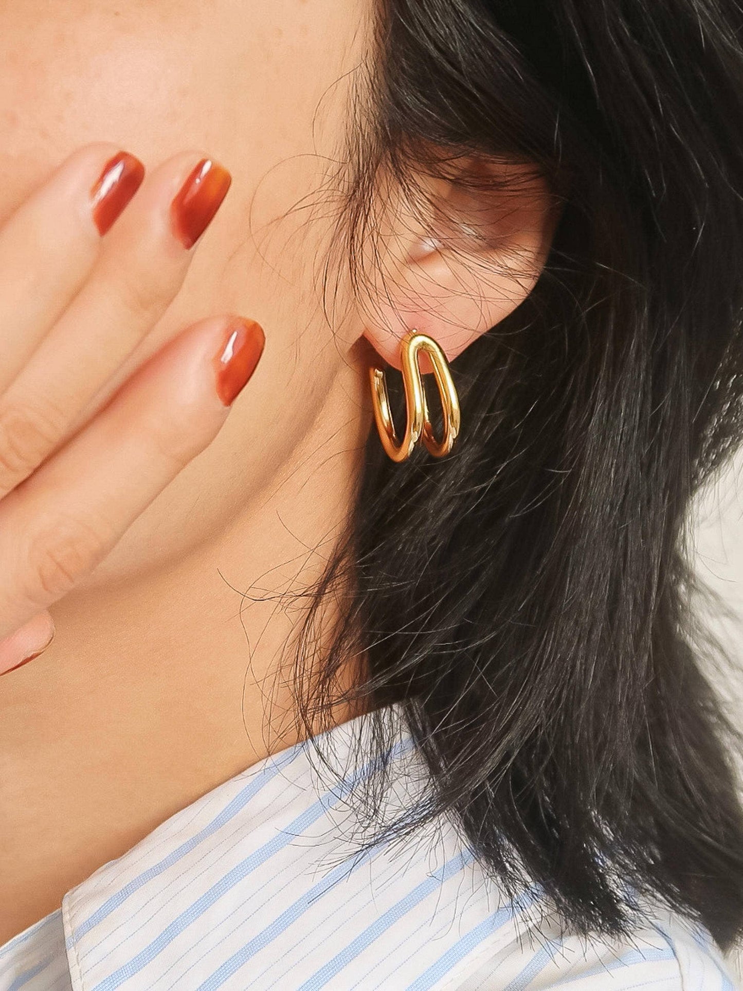Lucille Double C Hoop Earring: Yellow