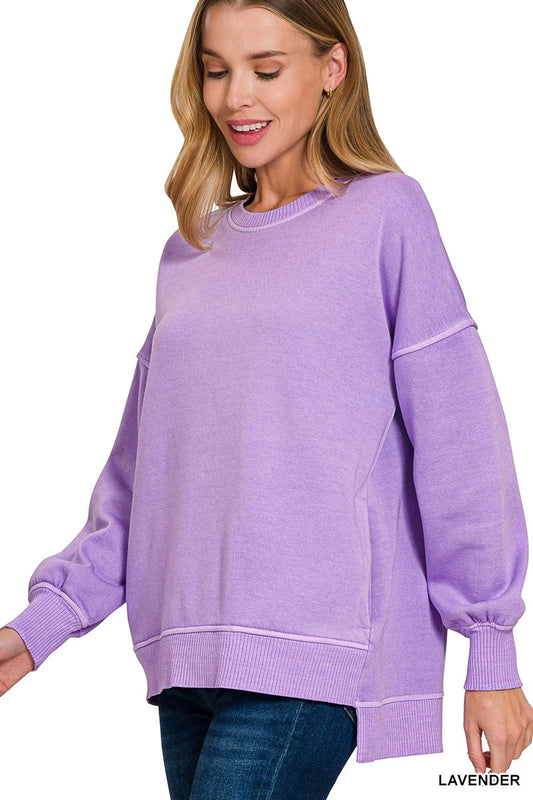 Pigmented Fleece Hi-low Hem Pullover