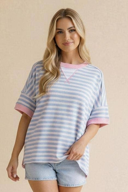 Clean Slate Loose Fit Stripe Pullover Top