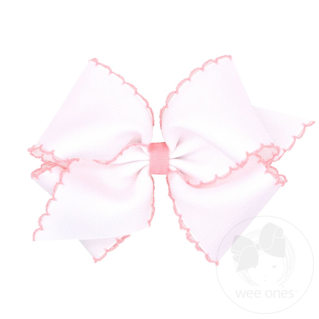 Mini King Moonstitch Grosgrain Hair Bow with Contrasting Wrap