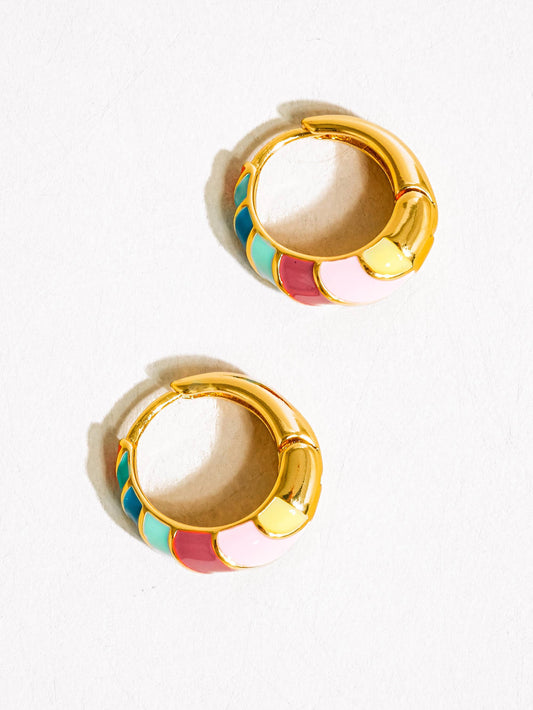 Paloma Colorful Striped Hoop Earring: Multi-Colored