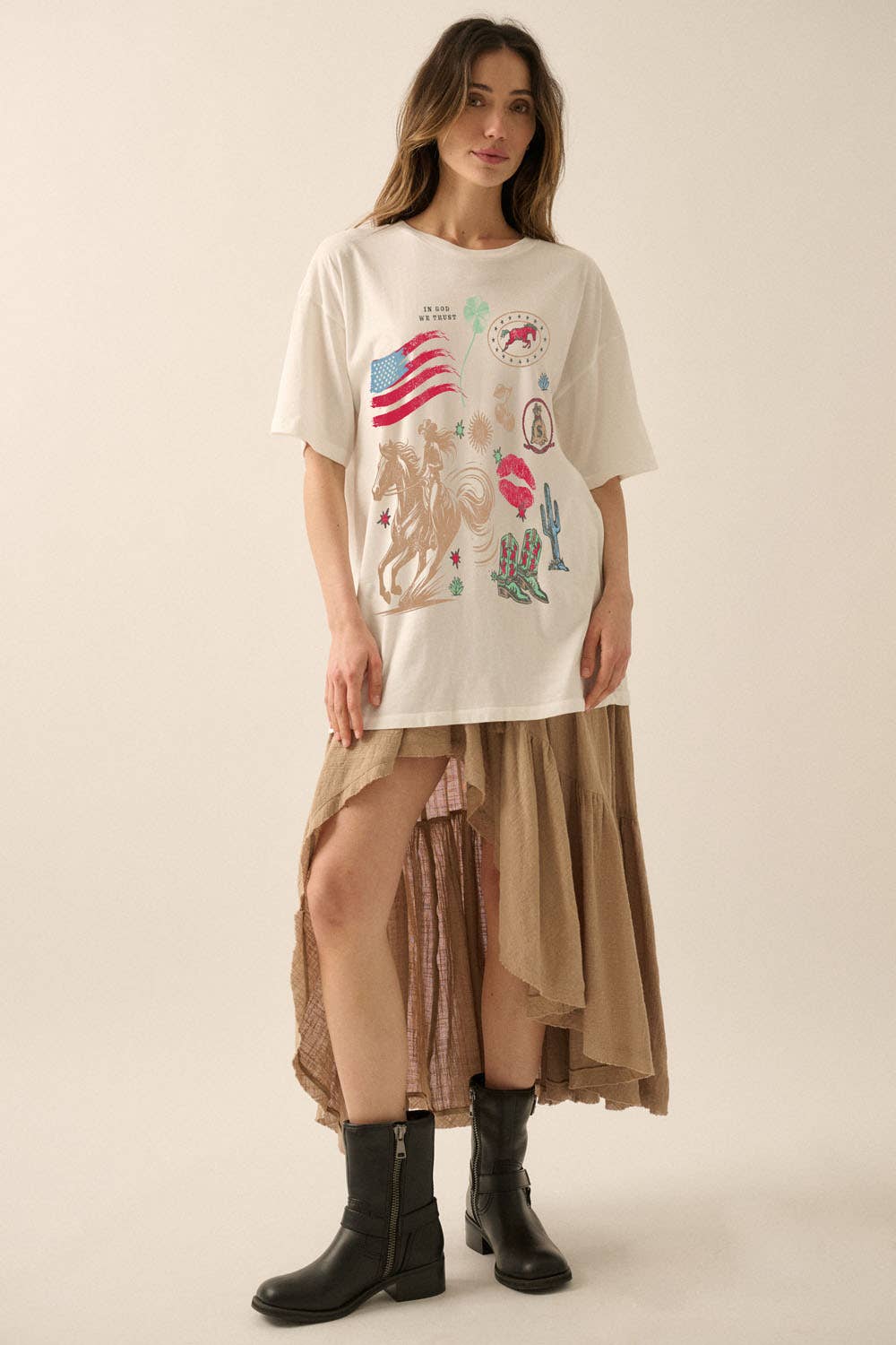 Americana Vintage-Print Oversize Graphic Tee