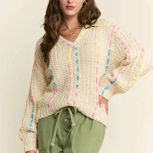 Multi Color Chunky Knit Sweater