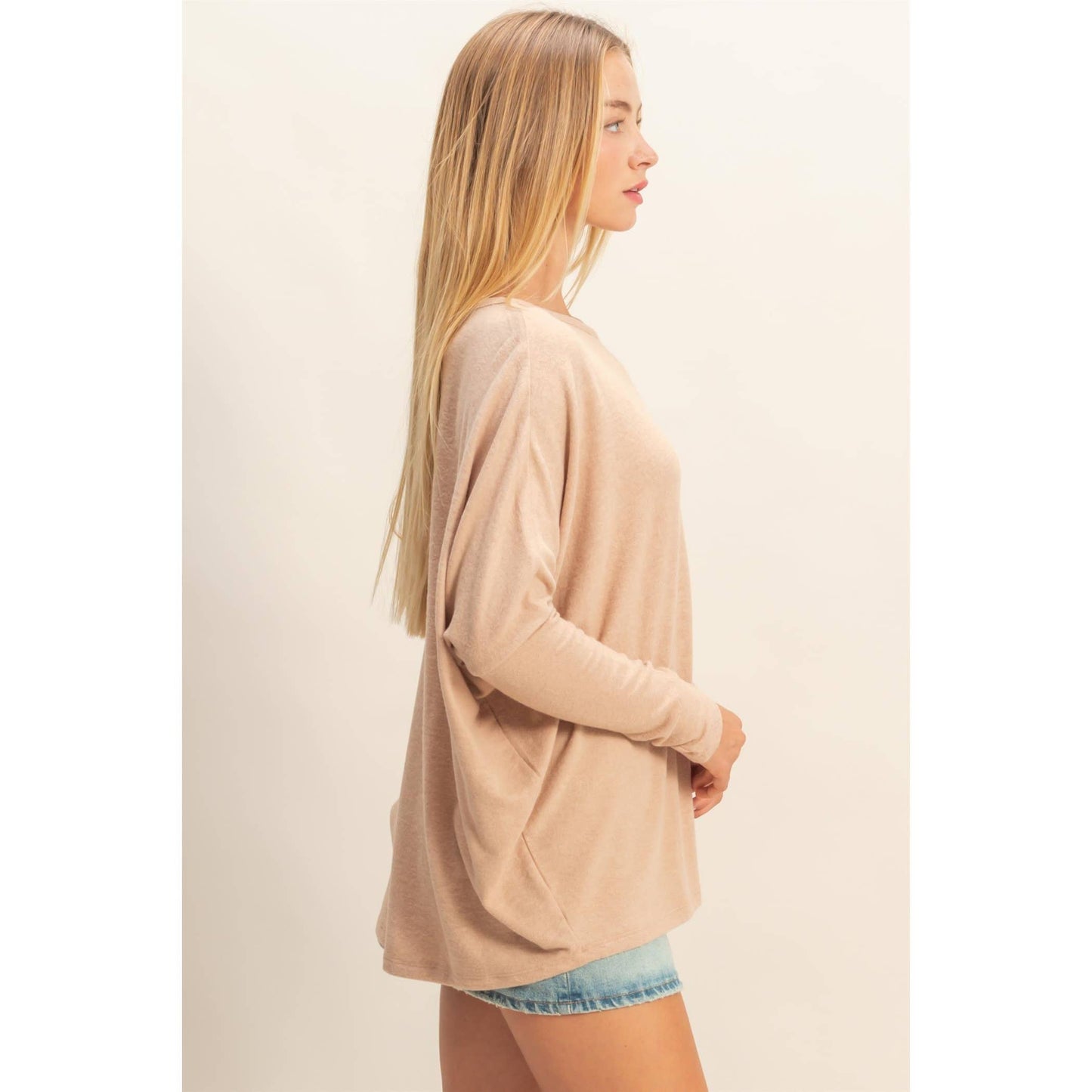 Relaxed Fit Dolman Long Sleeve Top