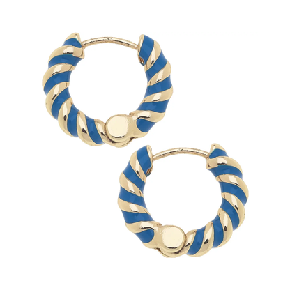 Amber Twisted Enamel Huggie Hoop Earrings