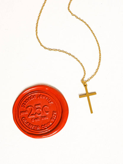 Tirza Small Cross Necklace: Yellow Gold