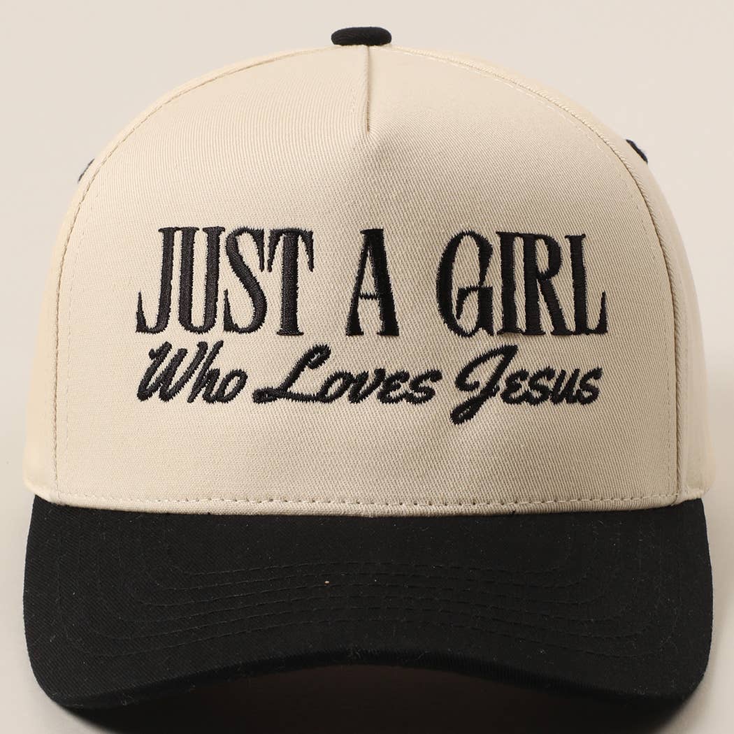 Just A Girl Who Loves Jesus Embroidery Trucker Hat: Light Denim