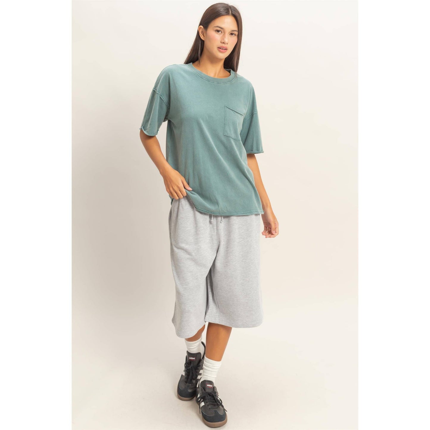 Washed Pocket Crew Neck T-Shirt