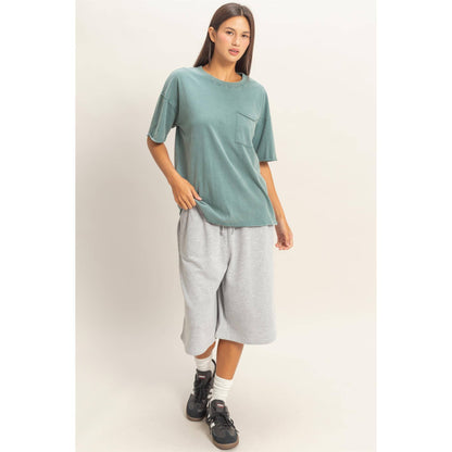Washed Pocket Crew Neck T-Shirt
