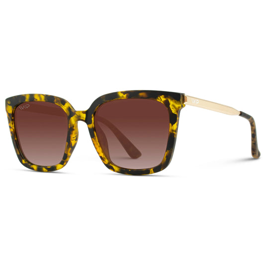 Madison - Women's Square Polarized Sunglasses: Soft Tortoise / Gradient Brown Lens