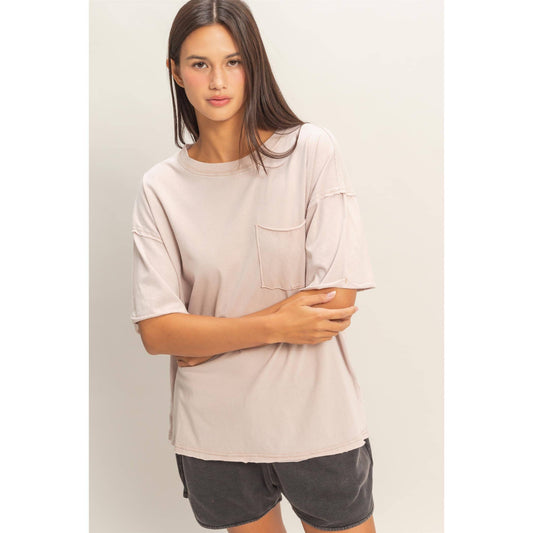 Washed Pocket Crew Neck T-Shirt