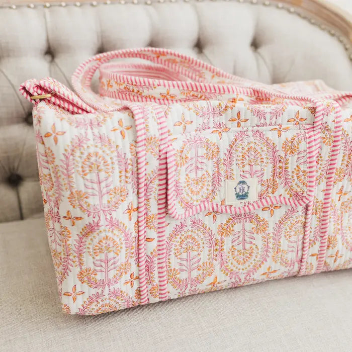 Block Print Large Scalloped Quilted Duffle