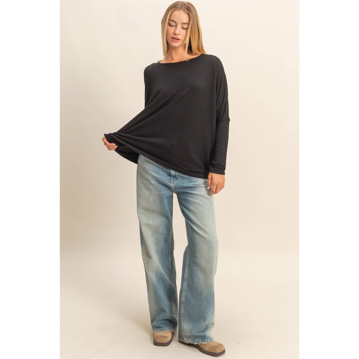 Relaxed Fit Dolman Long Sleeve Top