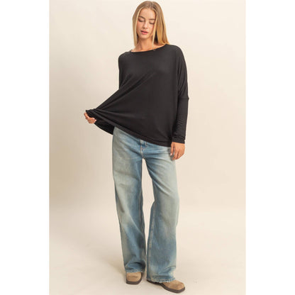 Relaxed Fit Dolman Long Sleeve Top