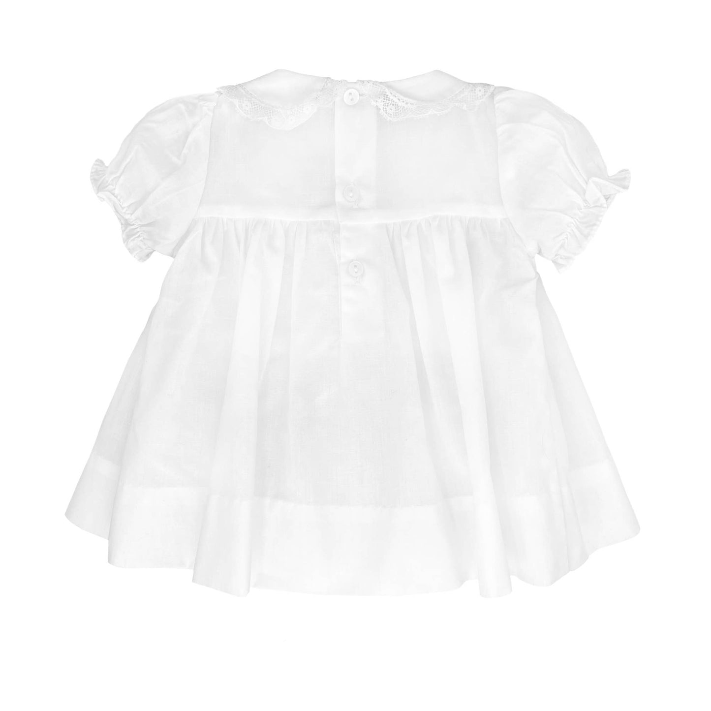 Fully Smocked Dress with Lace - Pink