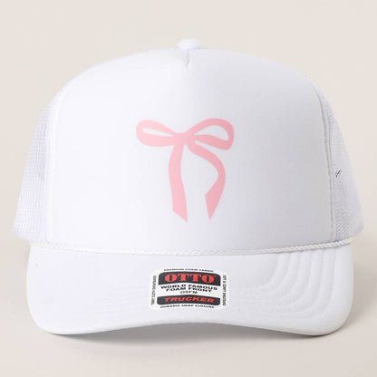 Color Pop Bow Graphic Mesh Back Trucker Hat