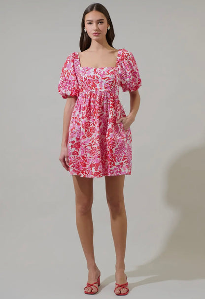 Pretty in Pink Puff Sleeve Mini Dress
