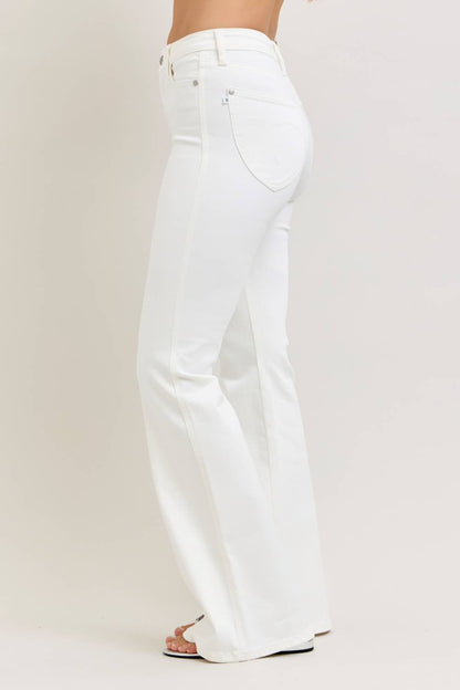 Judy Blue HW Tummy Control Flare: White