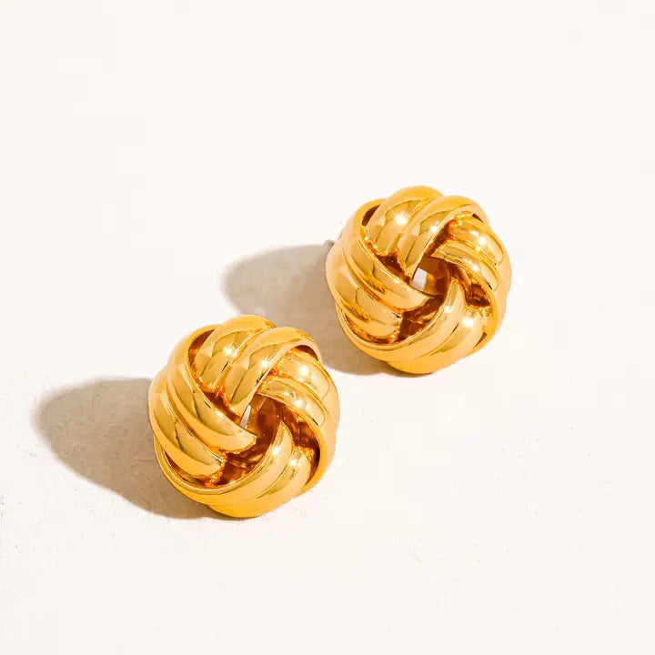 Alix 18K Gold Basket Weaved Classic Studs