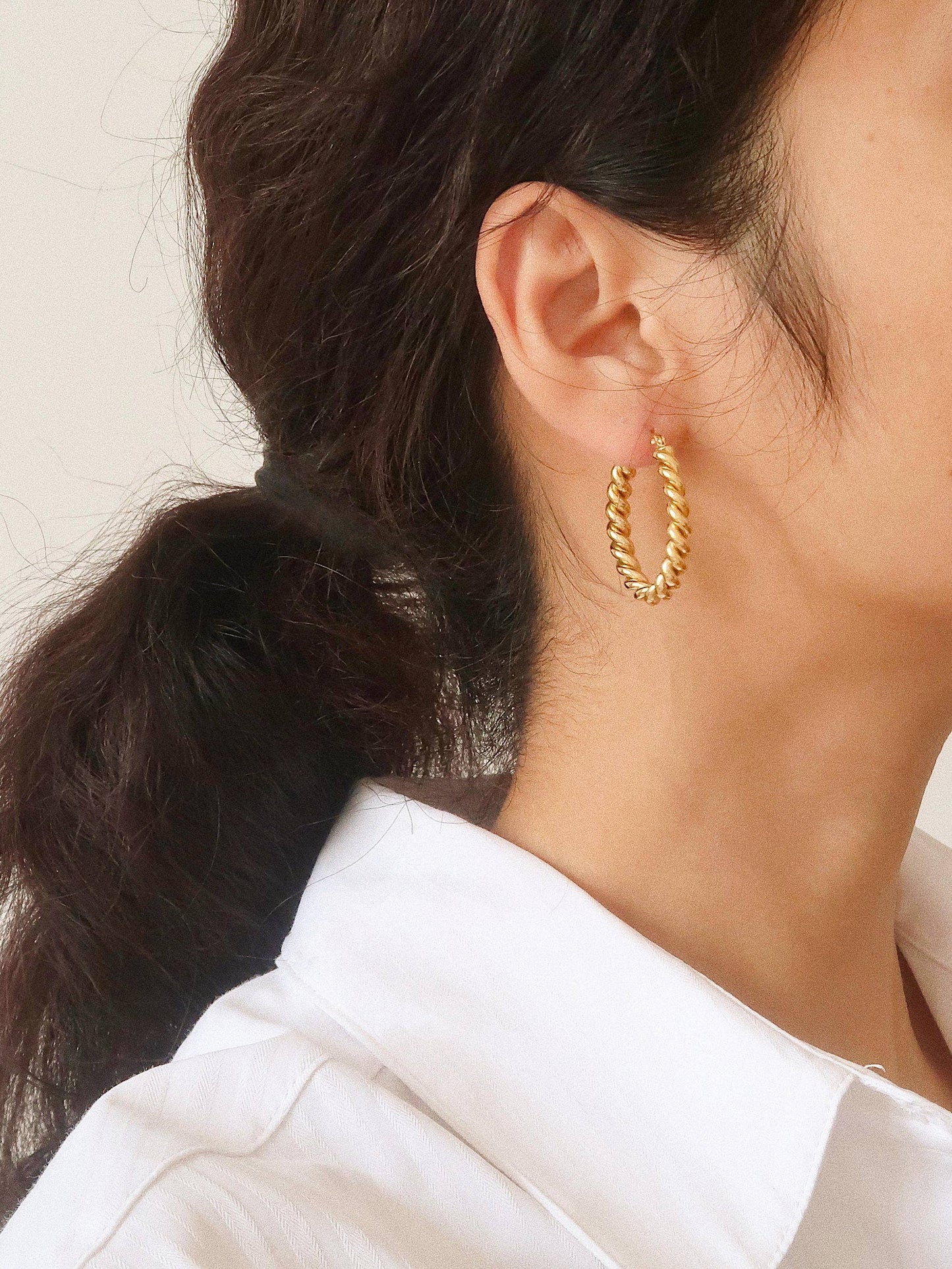 Brook Braided Hoop Earring: Yellow Gold