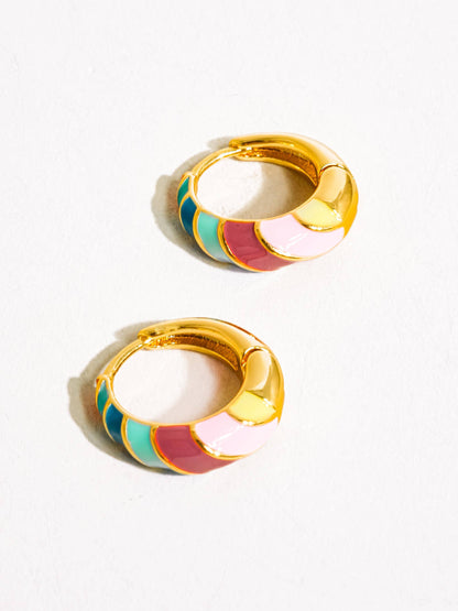 Paloma Colorful Striped Hoop Earring: Multi-Colored