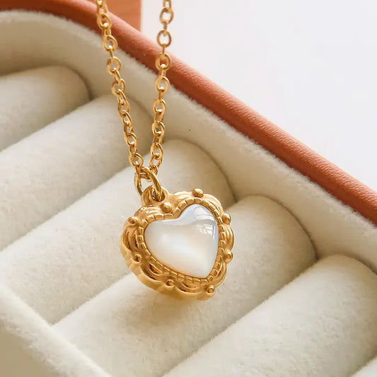 Josie Gold Non-Tarnish Vintage Heart Pendant Necklace
