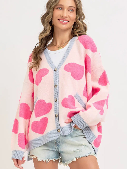 Pink Heart Cardigan