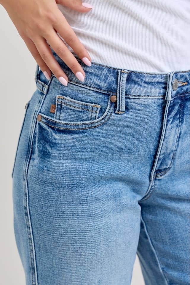 Judy Blue MR Petite Tummy Control Vintage Wash Straight