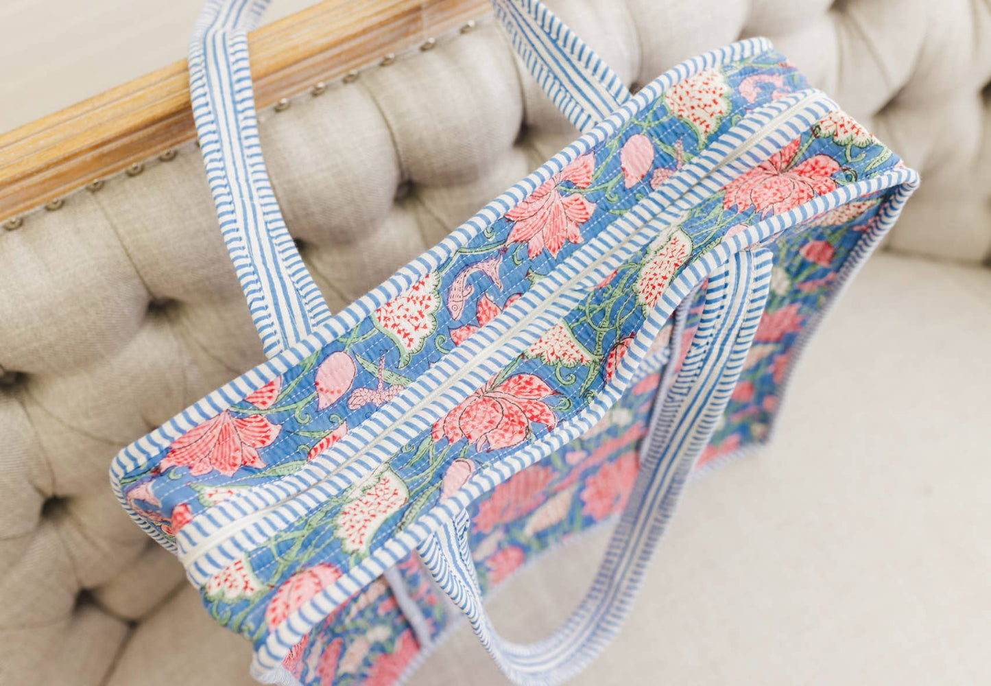 Seascape | Large Quilted Zipper Tote Bag