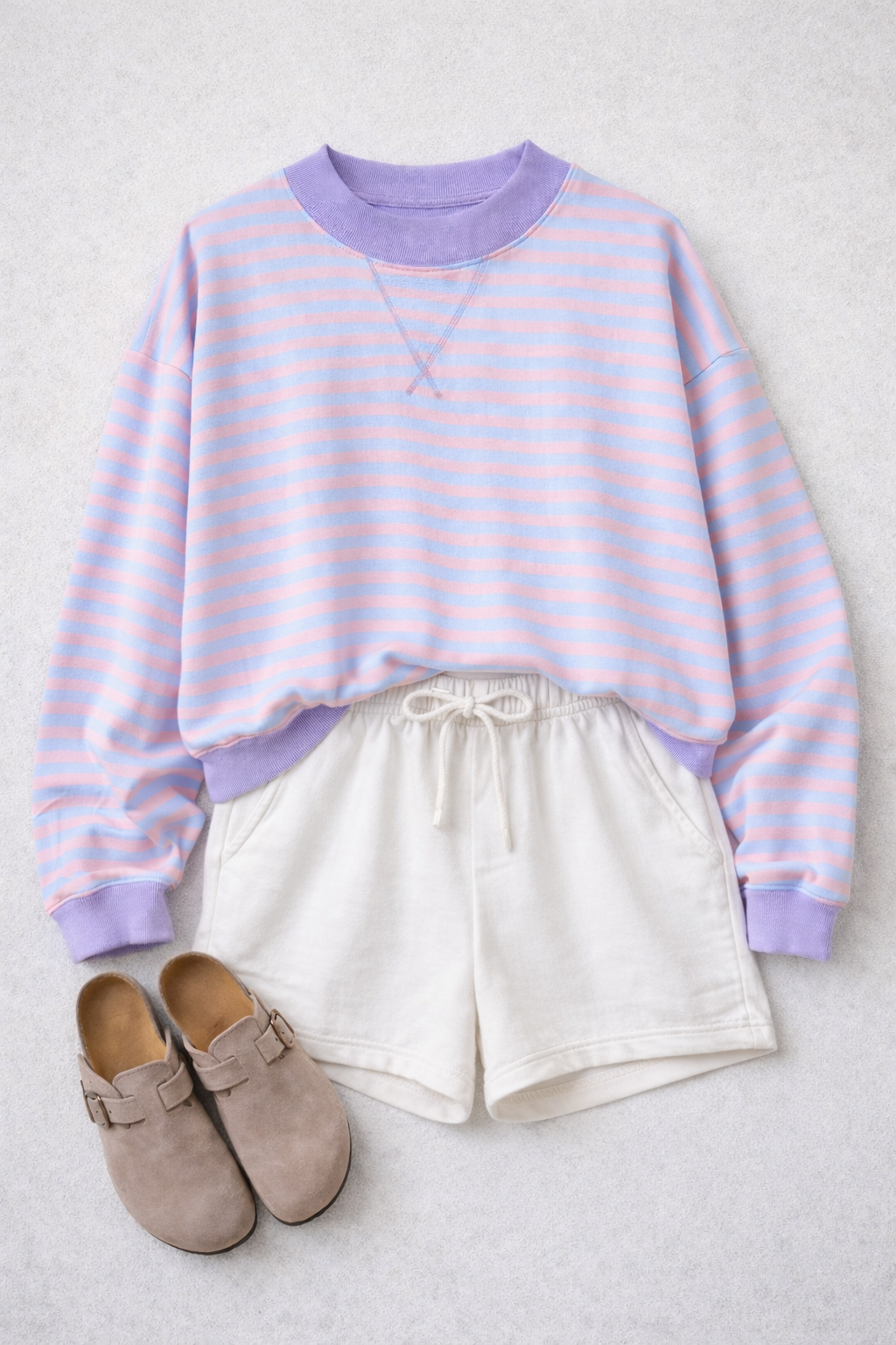 Spring's Striped Mock Neck - Pink, Purple, Blue