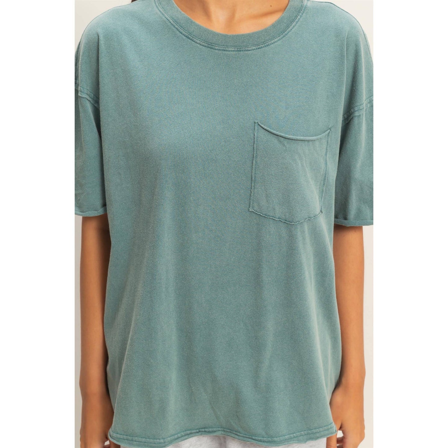Washed Pocket Crew Neck T-Shirt