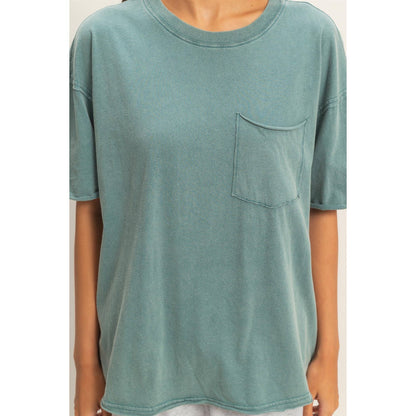 Washed Pocket Crew Neck T-Shirt
