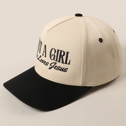 Just A Girl Who Loves Jesus Embroidery Trucker Hat: Light Denim