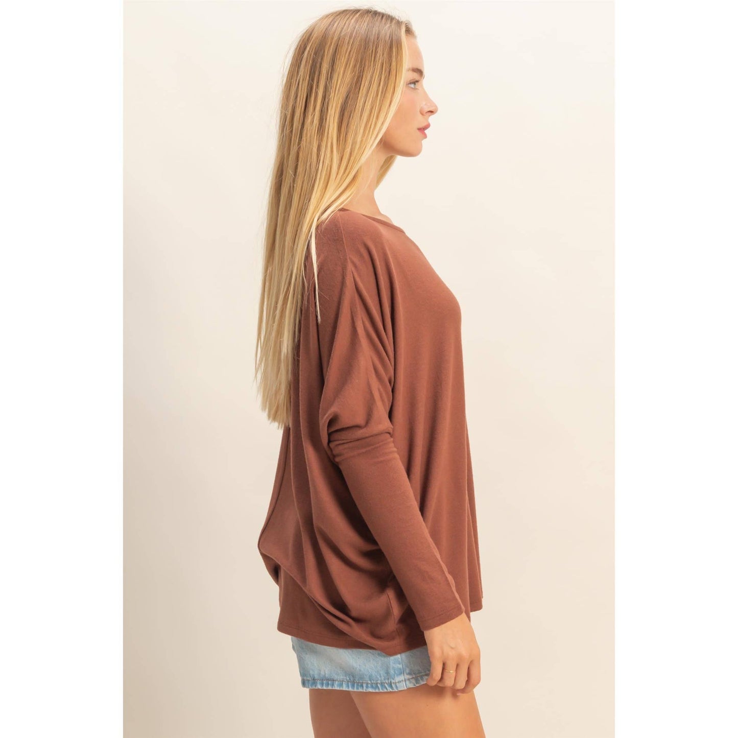 Relaxed Fit Dolman Long Sleeve Top