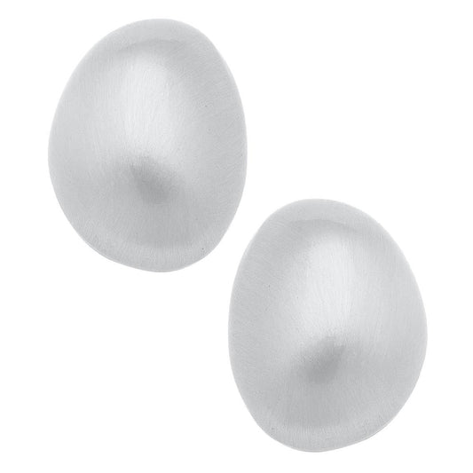 Icon Puffed Dome Statement Stud Earrings: Satin Silver