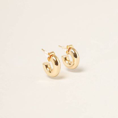 Luna Mini Hoop Earrings in White Gold