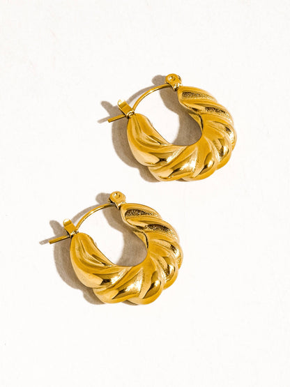 Kimberly 18K Gold Non-Tarnish Braided Hoop Earring: Yellow Gold