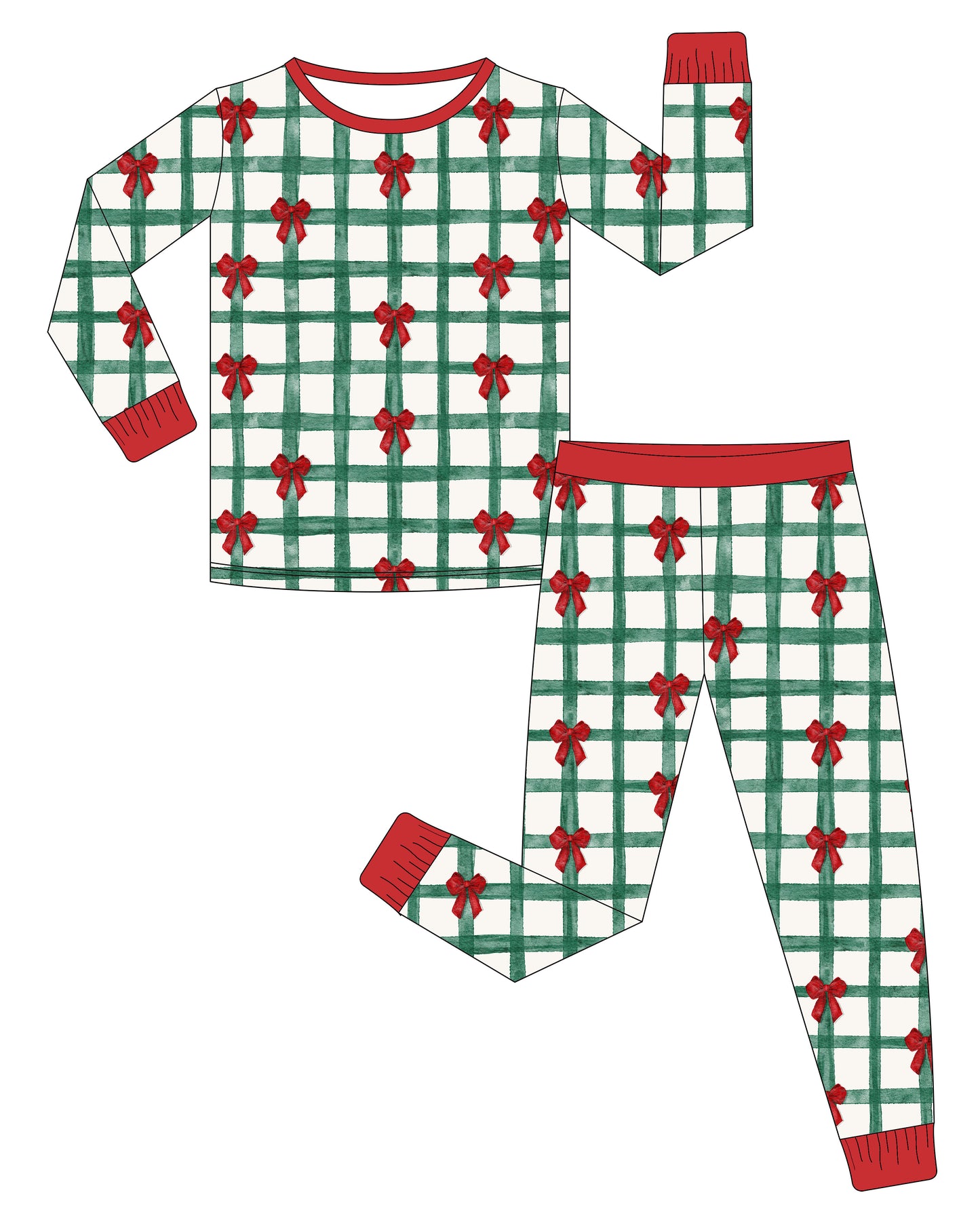 Bamboo Long Sleeve Pants Set - Christmas