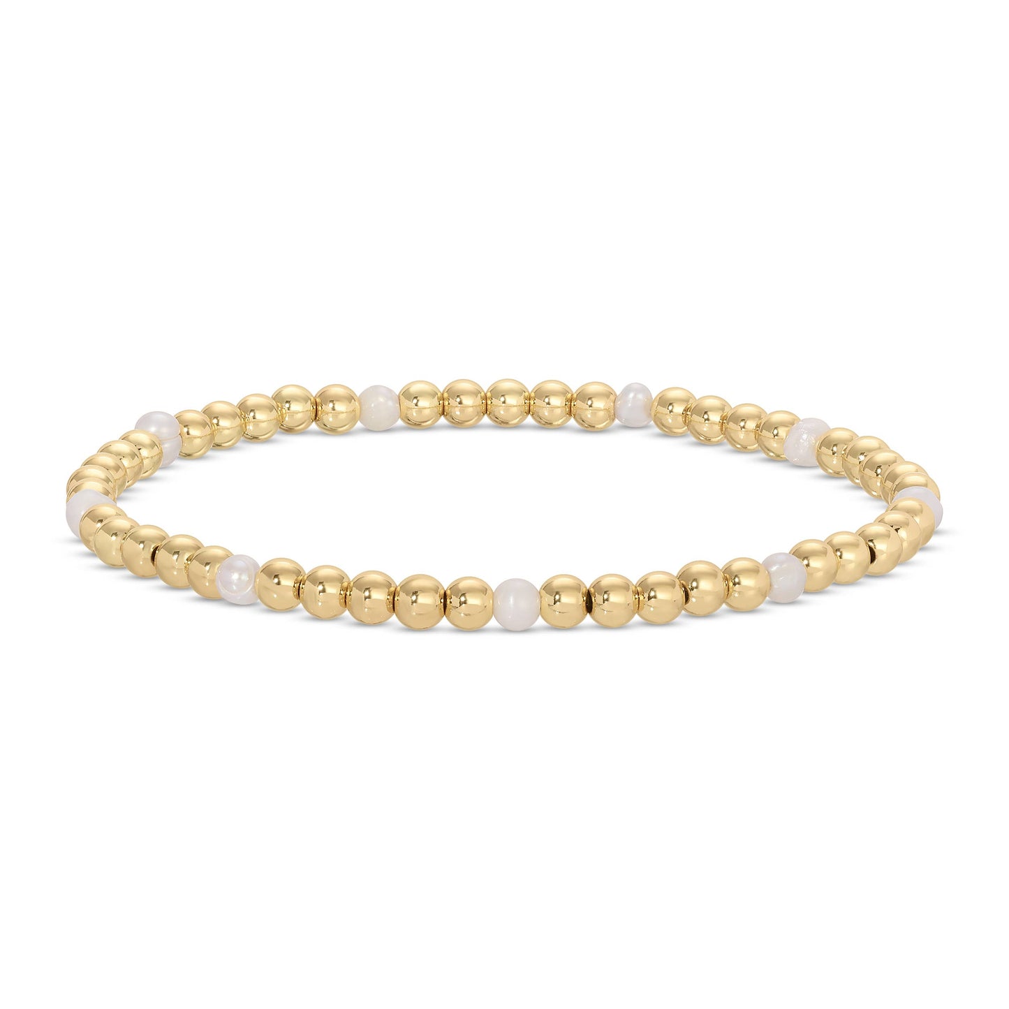 4mm Bead & Pearl Stretch Bracelet: Gold