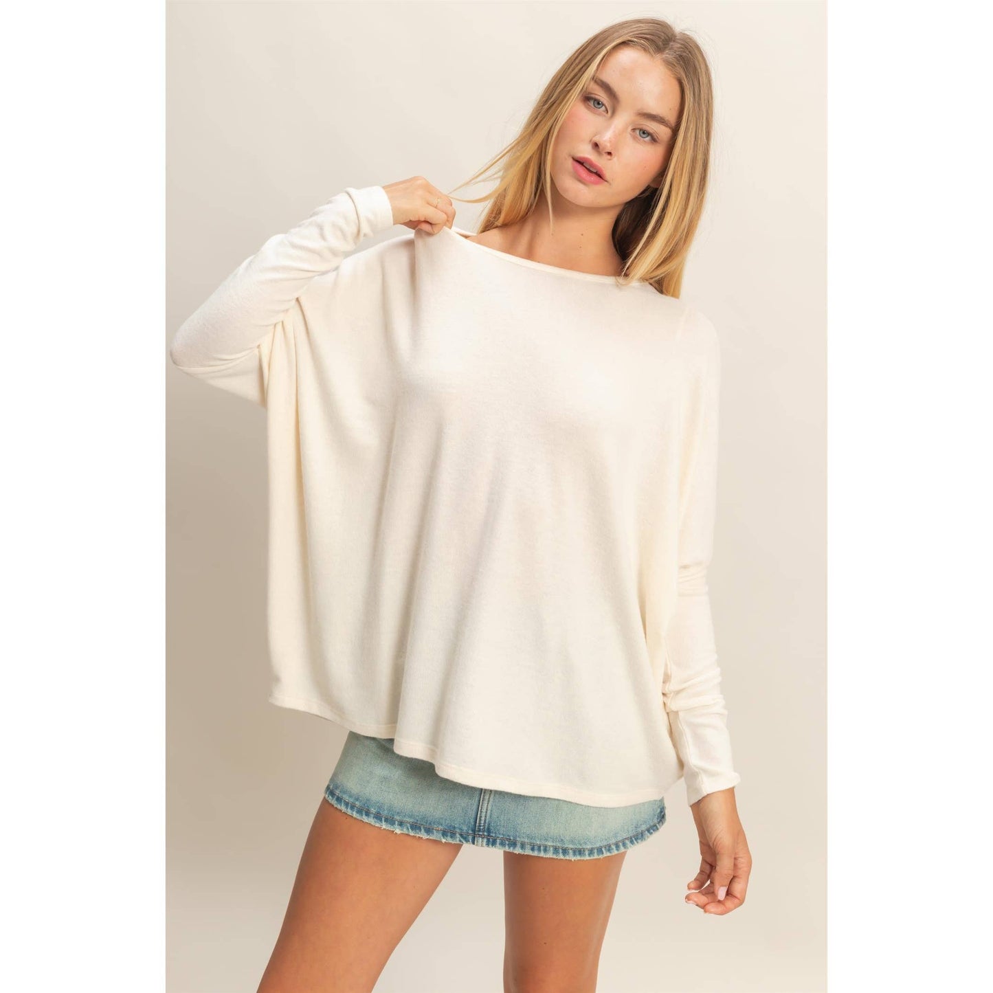Relaxed Fit Dolman Long Sleeve Top