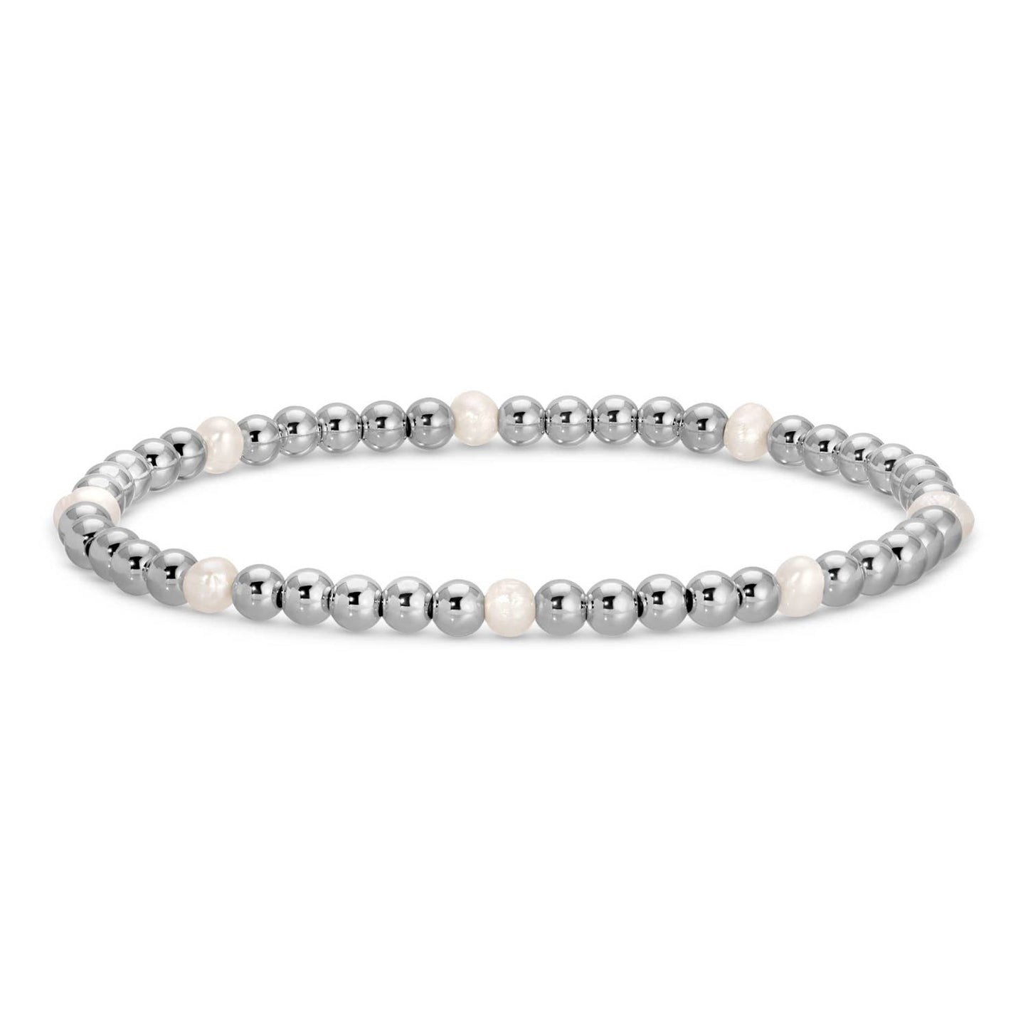 4mm Bead & Pearl Stretch Bracelet: Gold