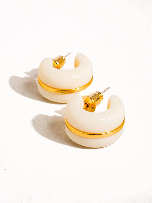 Arlo Small C Hoop Earring: Beige