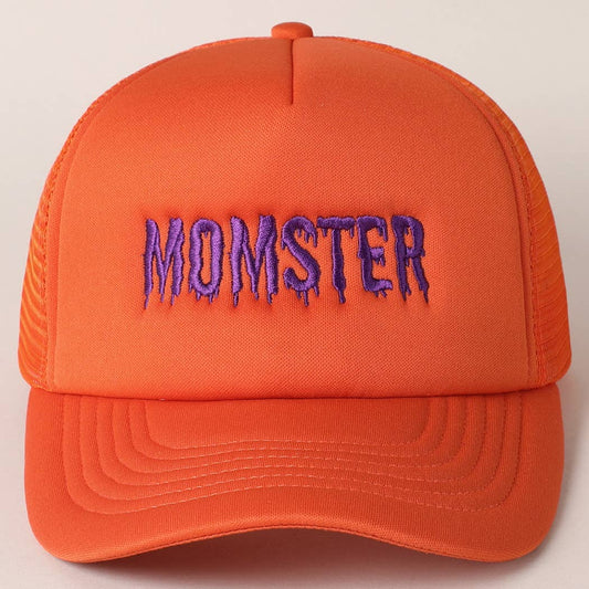 Momster Letter Embroidered Mesh Back Trucker Hat