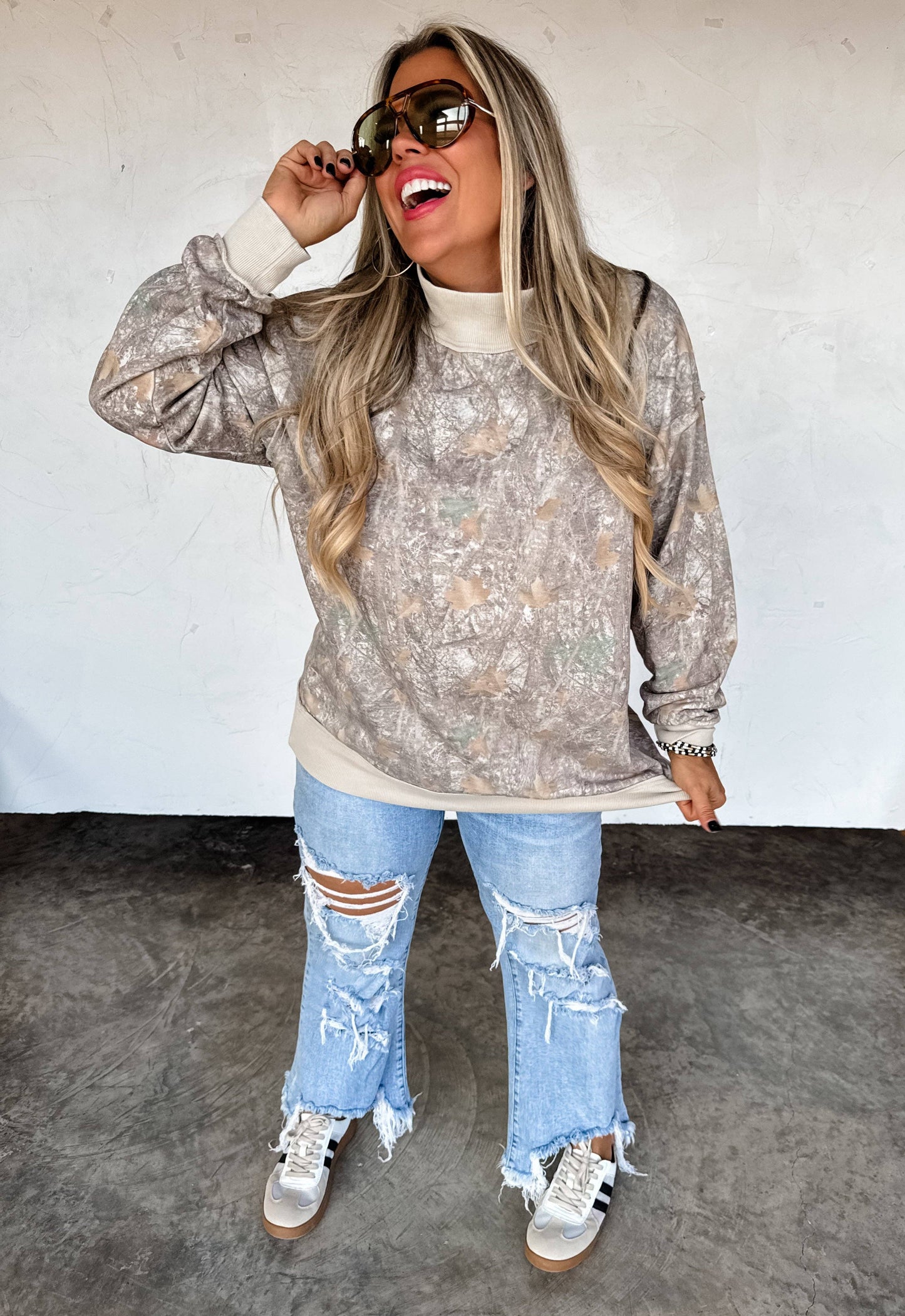 MILLER MOCK NECK SWEATSHIRT: WOODS CAMO