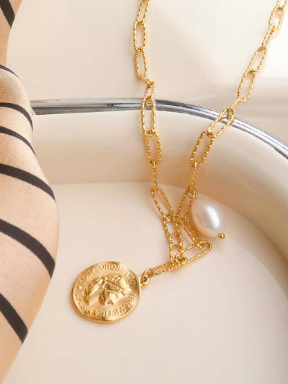 Isaline Gold Coin Chain Necklace