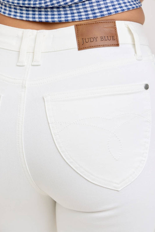 Judy Blue HW Tummy Control Flare: White